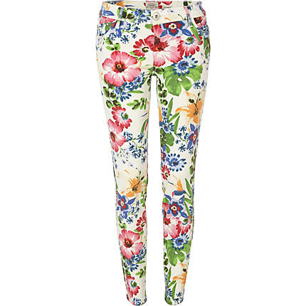 Warehouse Fashion 2012 on White Floral Print Jeans From River Island   40